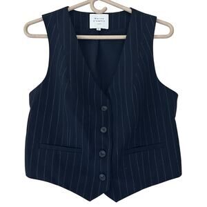 Maison d’ Amelie pinstripe waistcoat vest navy blue academia preppy Tailored S
